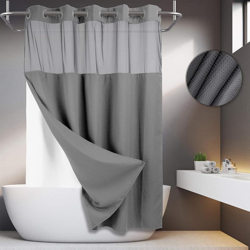 No Hook Shower Curtain with Snap in Liner